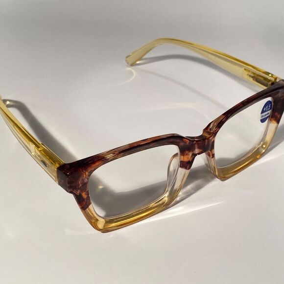 1555 Claudia Square Concave 1.5 NEW Tortoise Reading Glasses Blue Light Filter - Picture 7 of 9